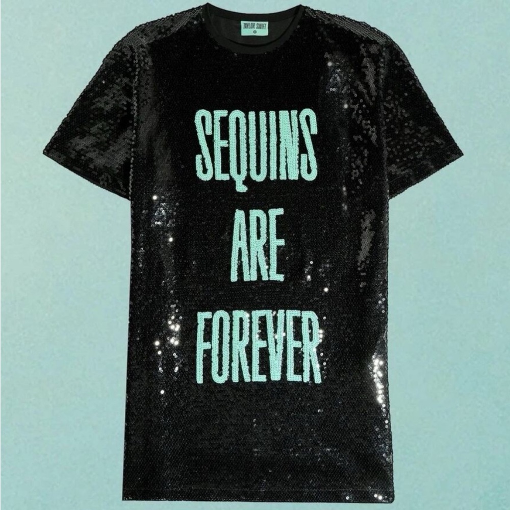 Taylor Swift ‘Sequins are Forever’ T-Shirt dress with Mint writing, size 3X